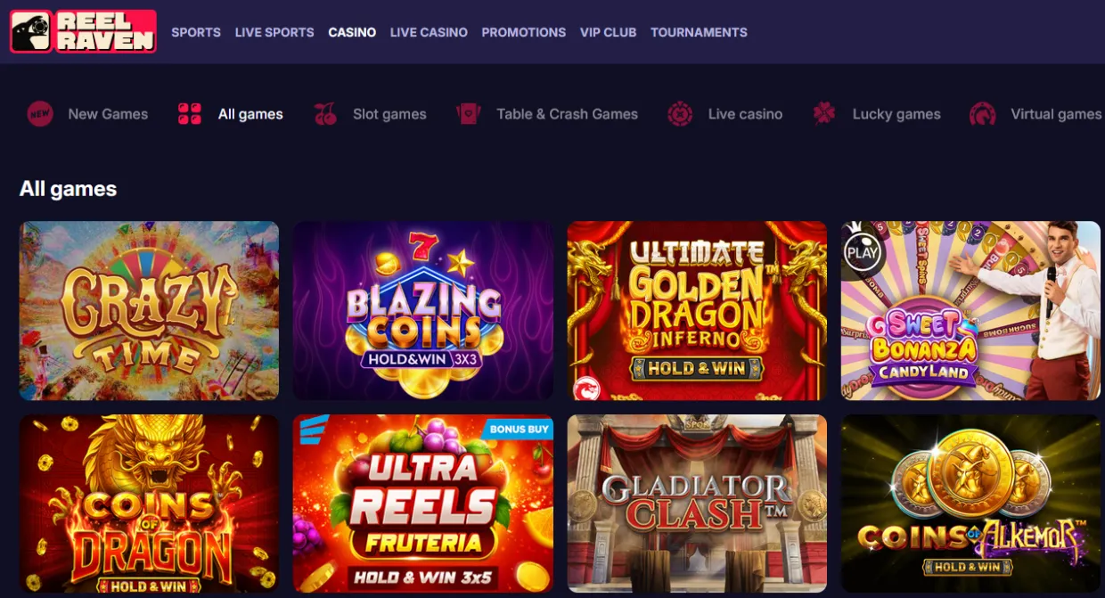 ReelRaven - NoN GamStop Casino with crypto payments